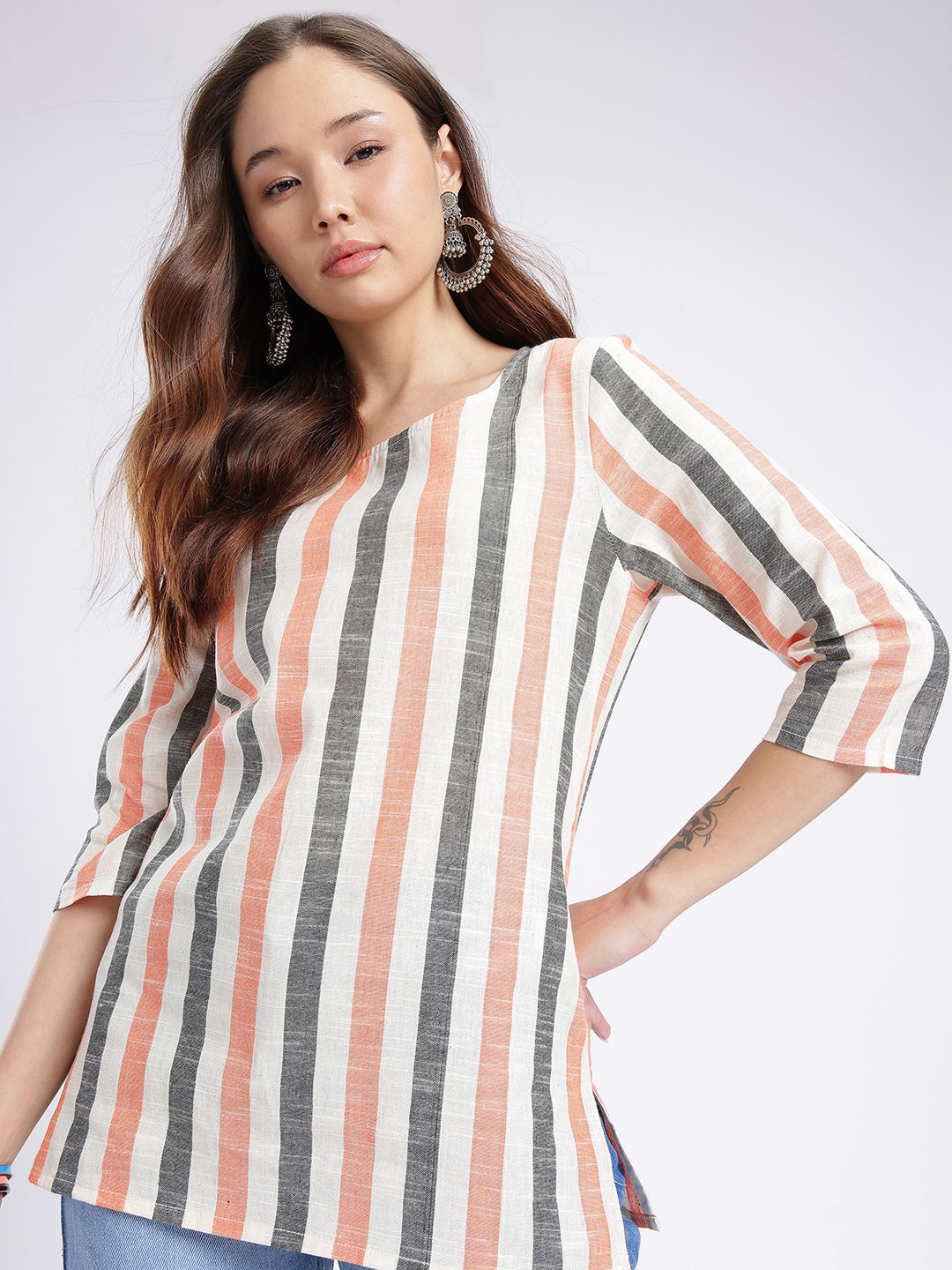Anouk Rustic Vertical Striped Straight Kurti-picture-53