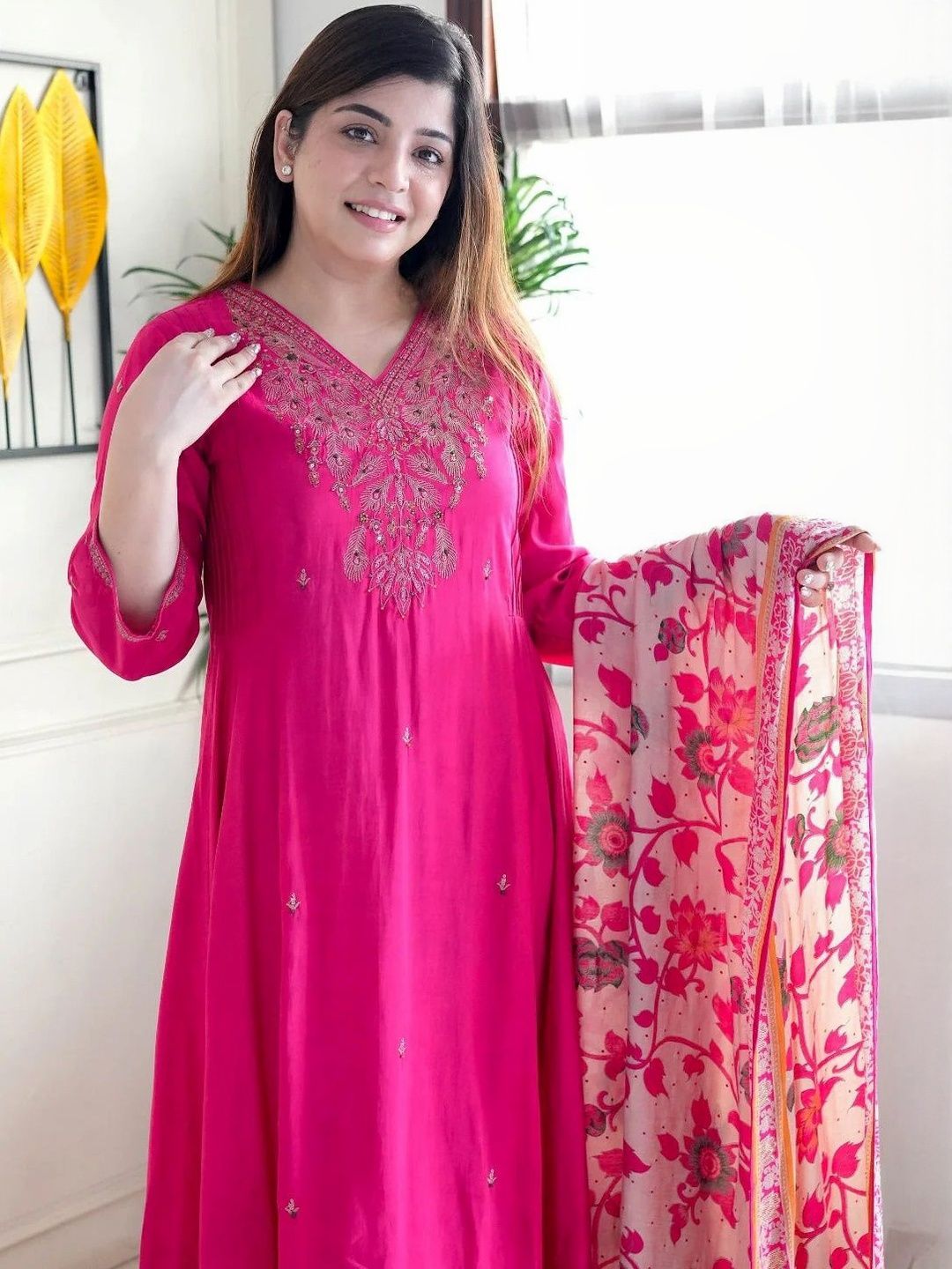 KALINI Women Ethnic Motifs Embroidered Regular Thread Work Kurta with Trousers & With Dupatta-picture-14