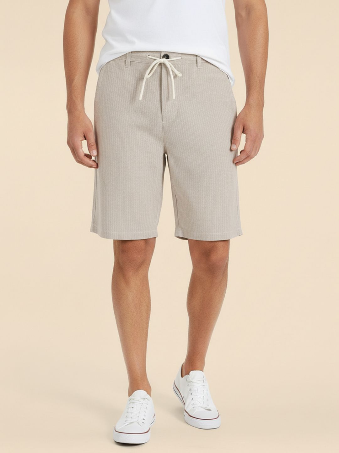 United Colors of Benetton Men Striped Cotton Linen Shorts-picture-28