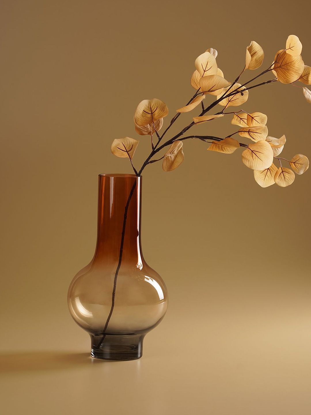 Pure Home and Living Brown & Transparent Ombre Textured Glass Vase-picture-17