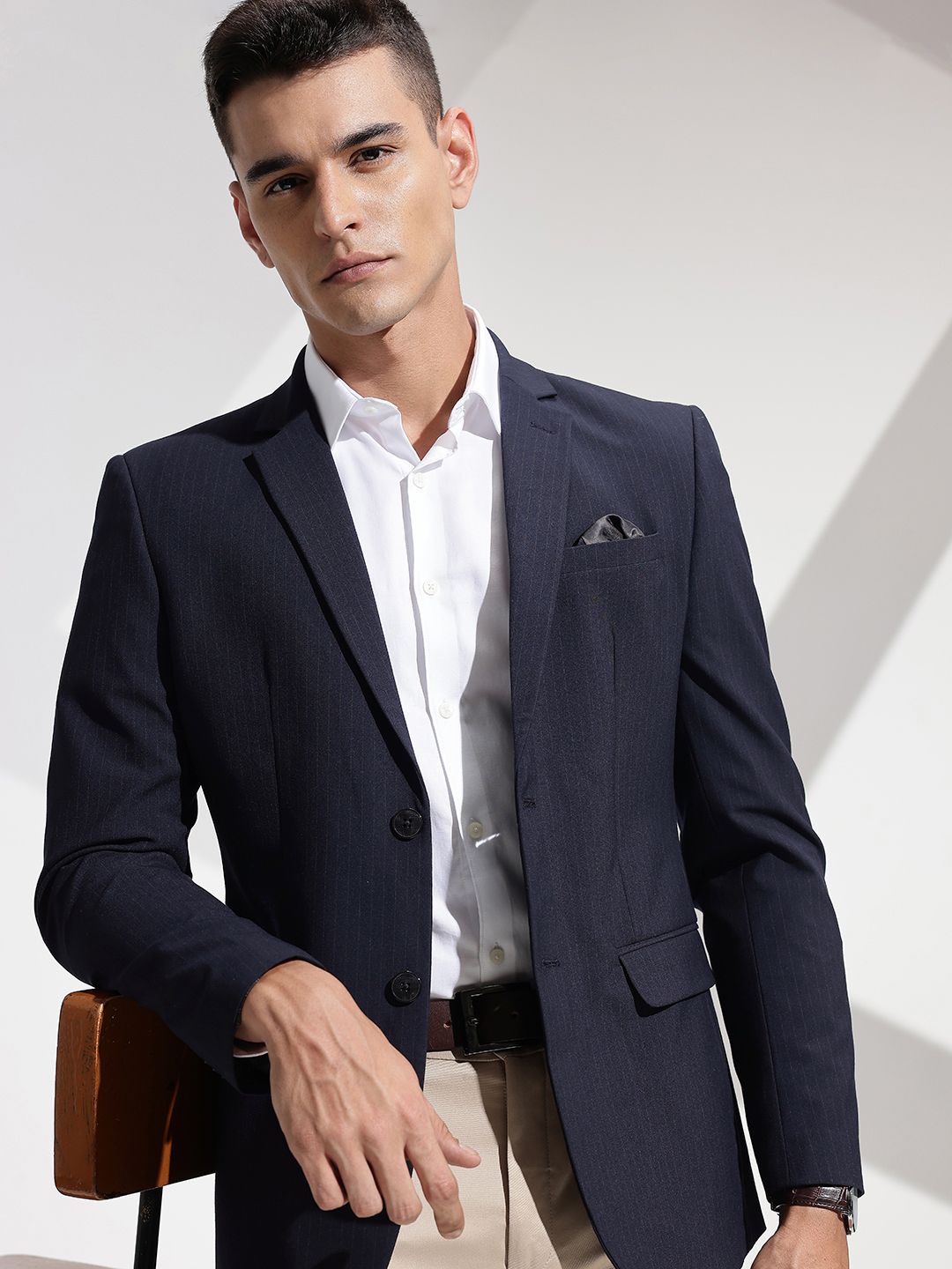 INVICTUS Striped Slim-Fit Single-Breasted Formal Blazer-picture-44