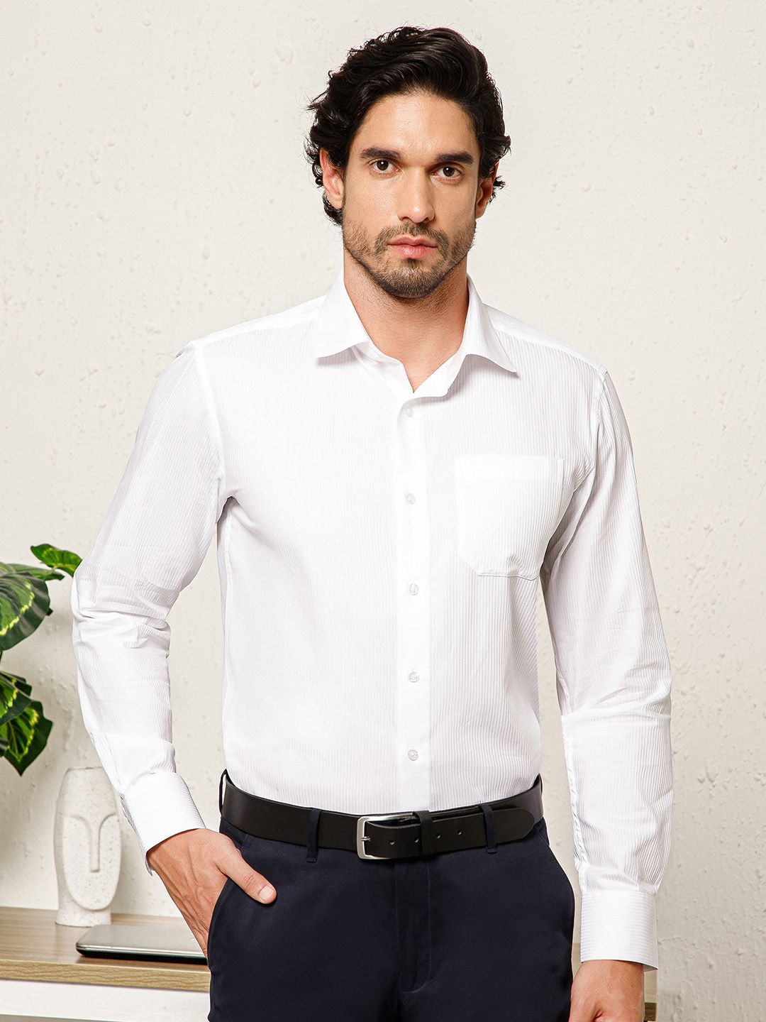 THE FORMAL CLUB Men Smart Fit Vertical Striped Spread Collar Pure Cotton Shirt-picture-27