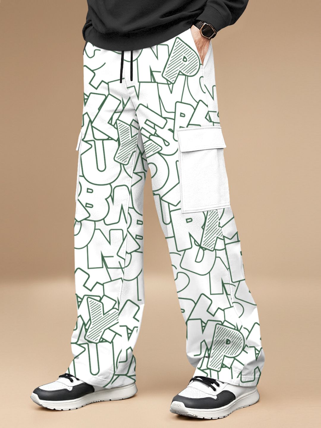 TRIPR Men Typography Printed Mid Rise Cargo Trouser-picture-21