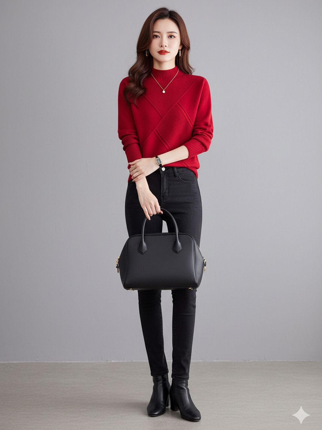 bebe Women Self Design Mock Neck Pullover-picture-24