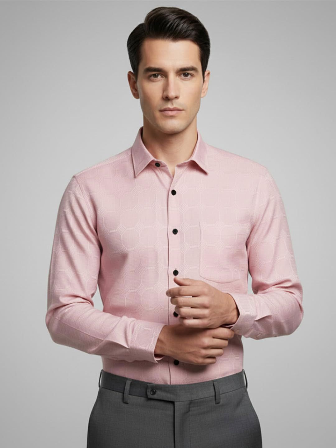 Yugnik Printed Spread Collar Smart Slim Fit Formal Shirt-image-35