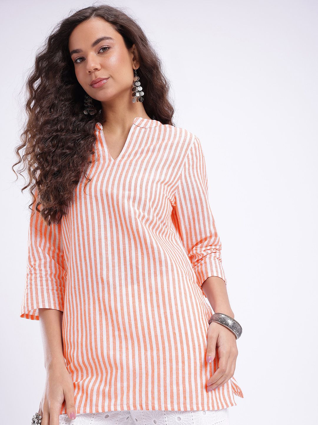 Anouk Rustic Striped V-Neck Kurti-picture-20