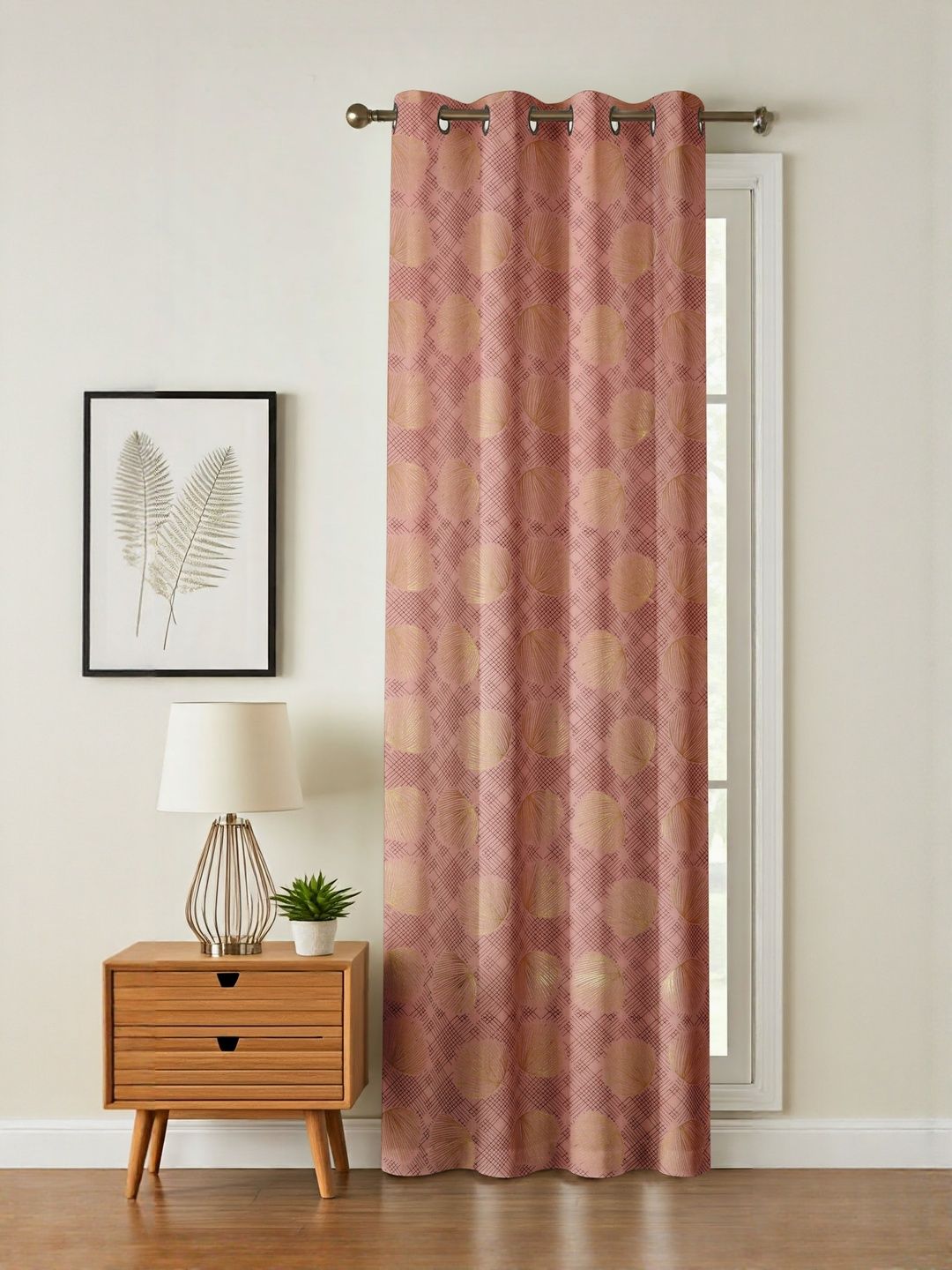 GEET CREATIONS Pink & Gold-Toned Floral Velvet Room Darkening Door Curtain-picture-30