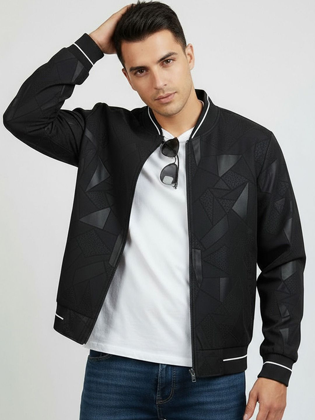 The Roadster Lifestyle Co. Printed Mock Collar Bomber Jacket-picture-14