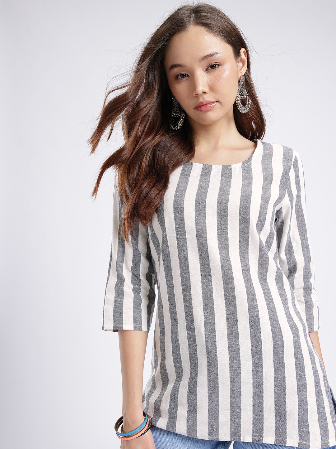 Anouk Rustic Vertical Striped Straight Kurti-picture-12