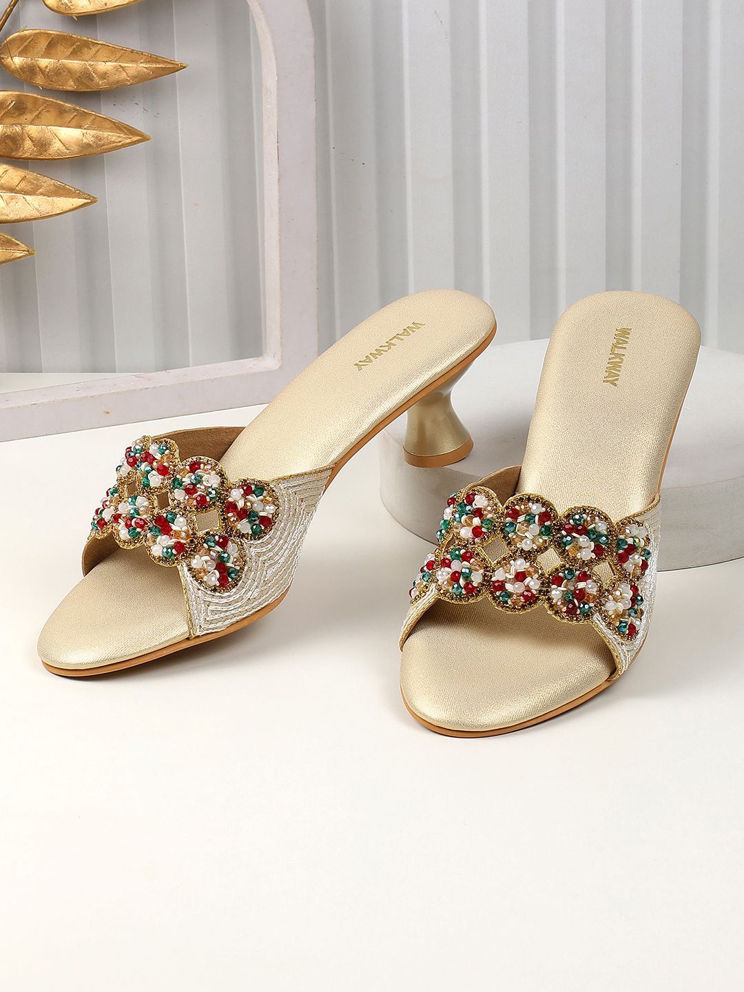 WALKWAY by Metro Women Ethnic Embellished Kitten Heels Sandals-picture-22