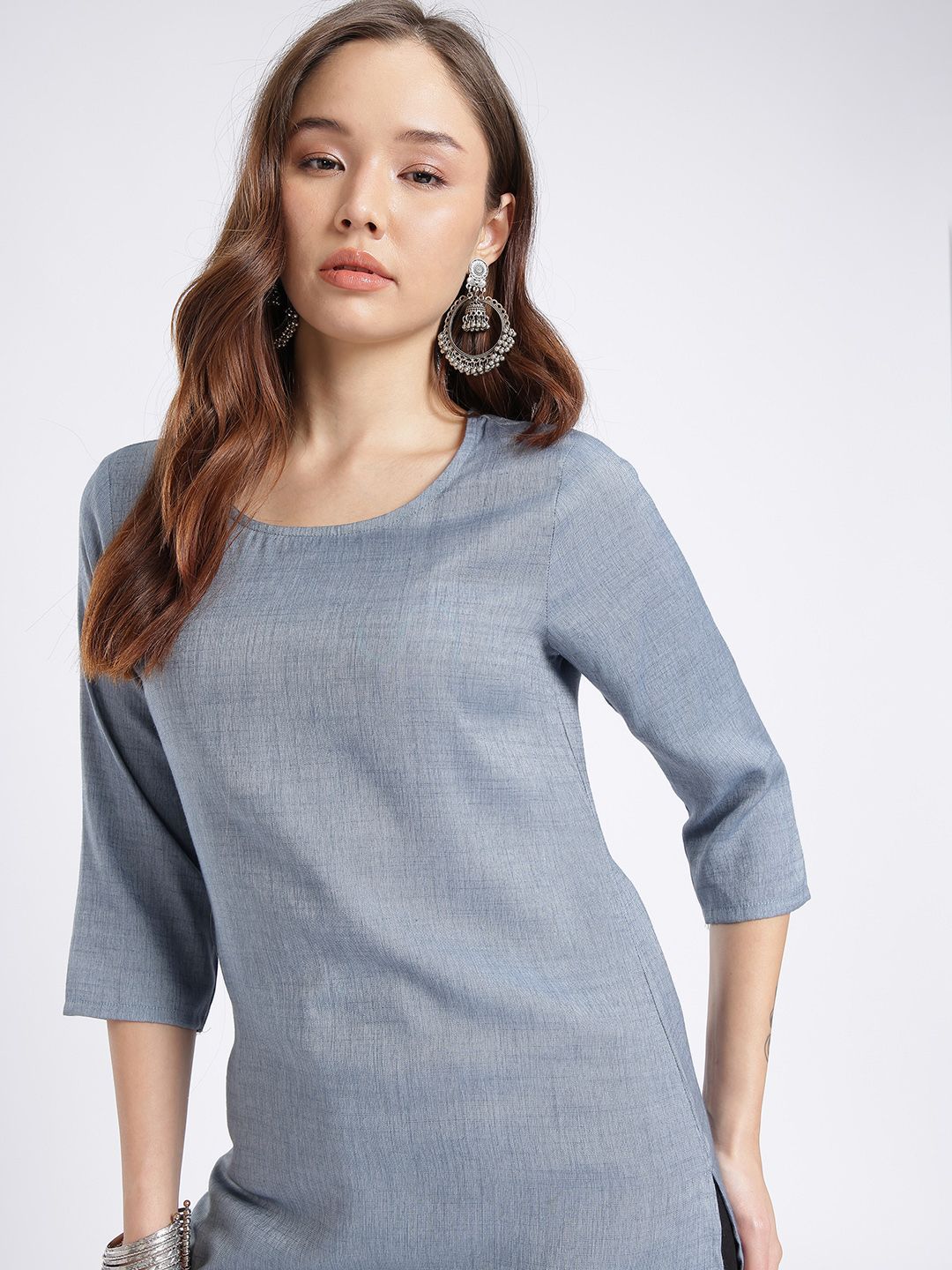 Anouk Rustic Solid Round Neck Kurti-picture-31