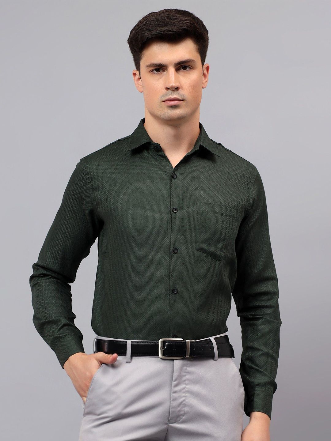 Yugnik Men Smart Slim Fit Textured Spread Collar Cotton Formal Shirt-picture-32