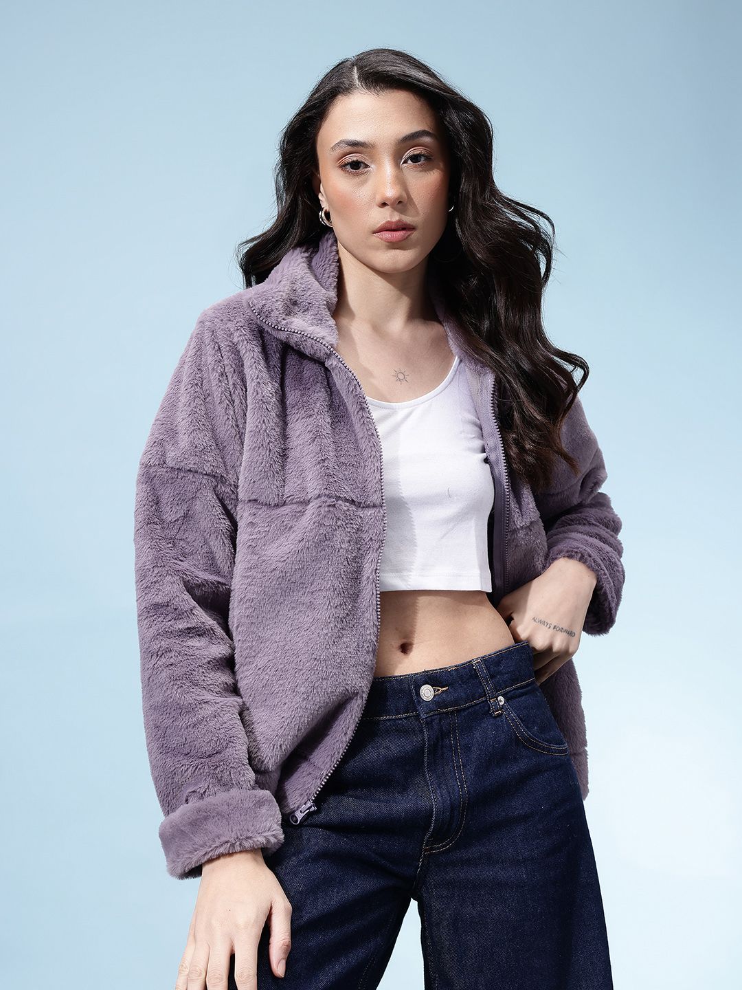 glitchez Faux Fur Mock Collar Faux Fur Tailored Jacket-picture-21