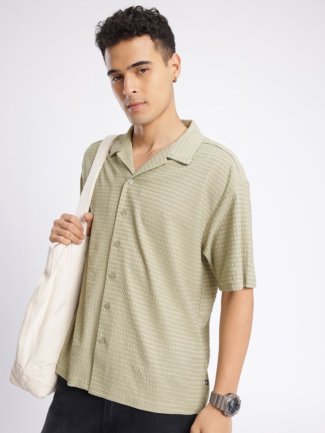 glitchez Self Design Textured Casual Shirt-picture-24