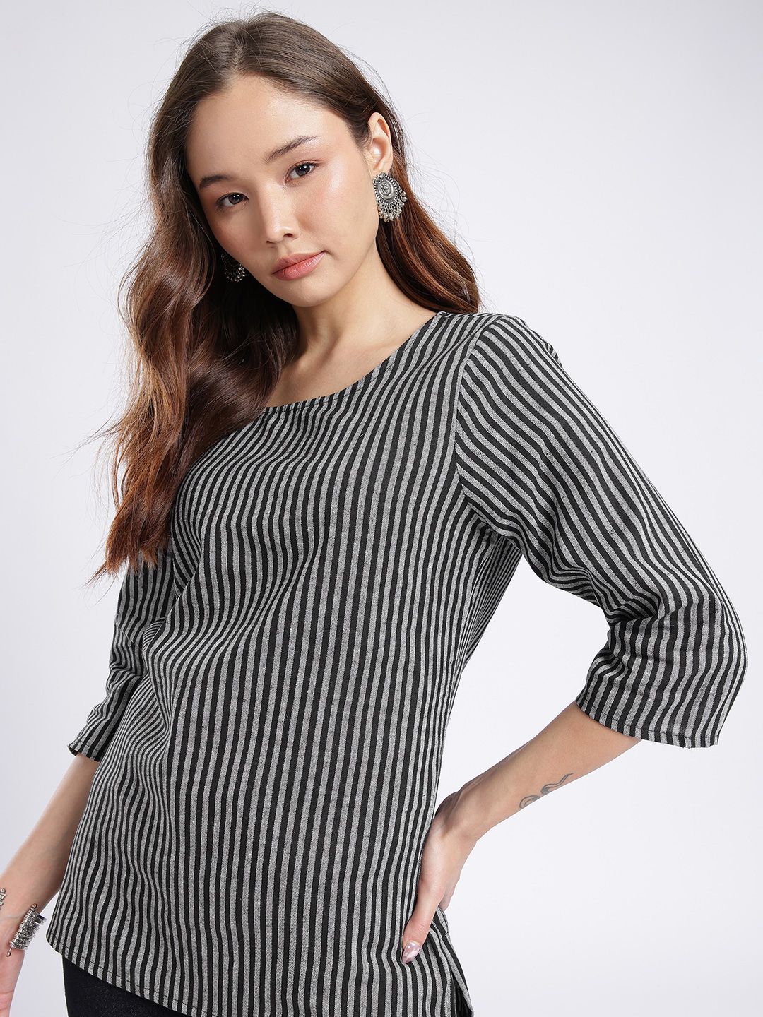 Anouk Rustic Striped Straight Kurti-image-4