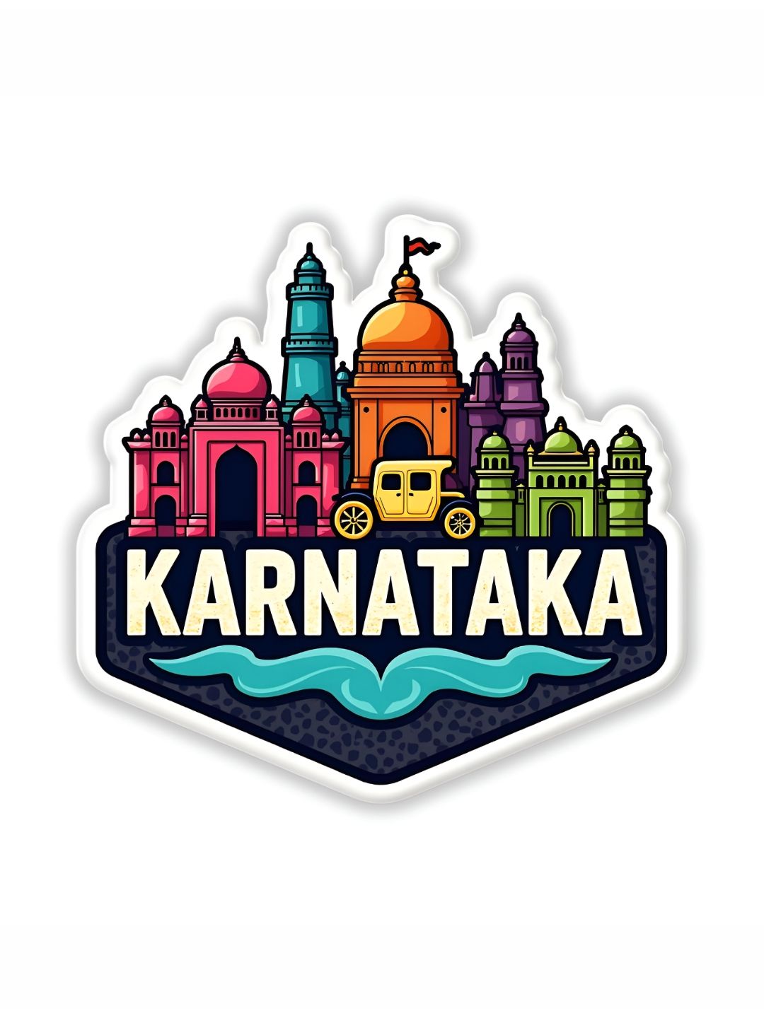 giftshala GIFTODAY White & Pink Karnataka Printed Durable Decorative Magnets-picture-49