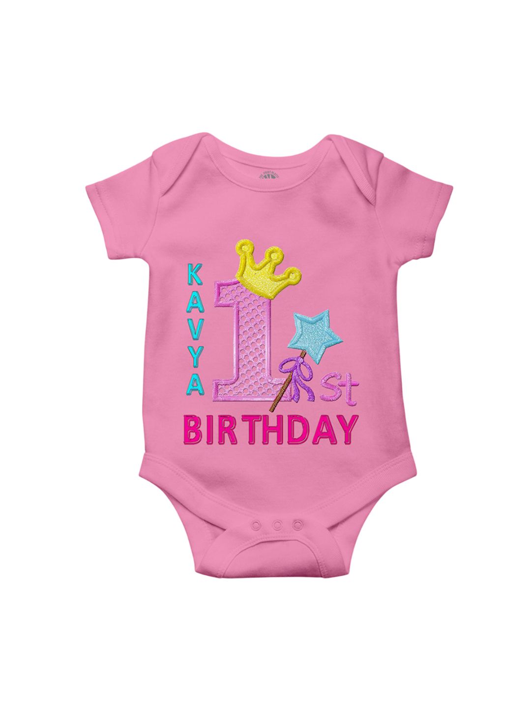 THE PRINT PLATTER Kids 1st Birthday Printed Cotton Bodysuit with Envelope Neck-picture-24
