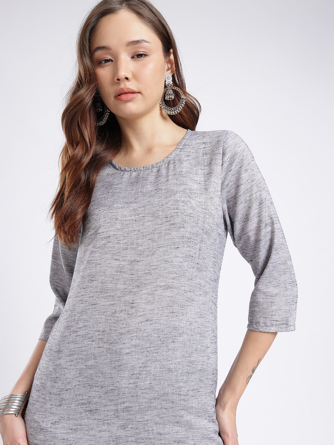 Anouk Rustic Solid Round Neck Kurti-picture-13