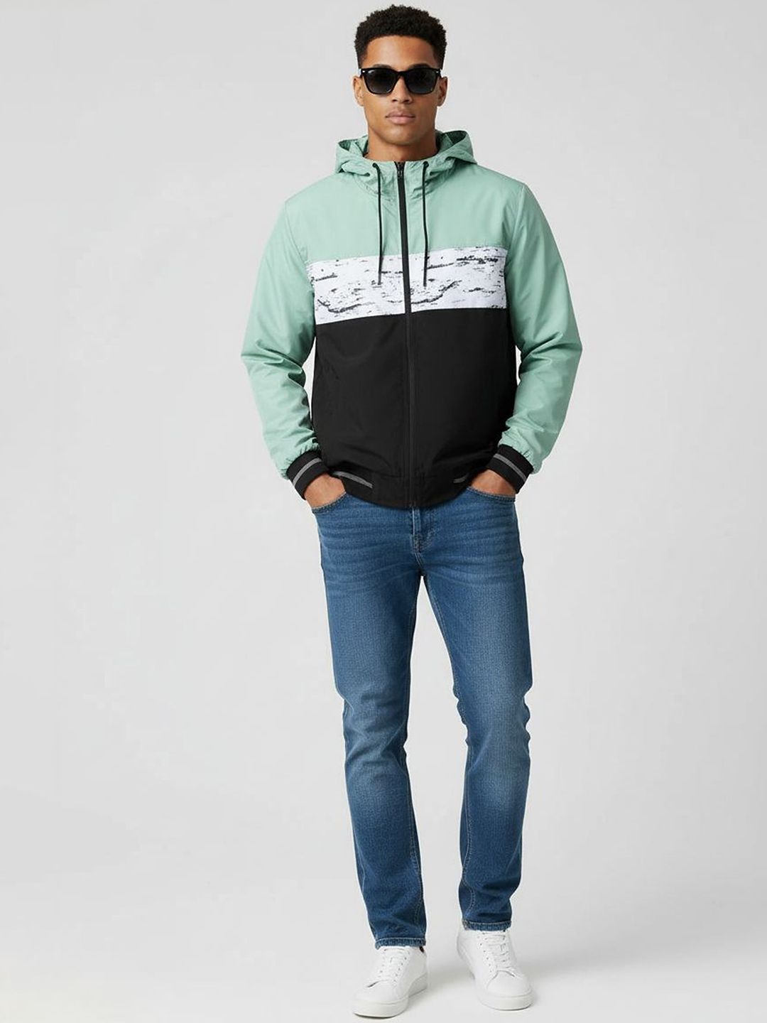 The Roadster Lifestyle Co. Colourblocked Hooded Bomber Jacket-picture-10