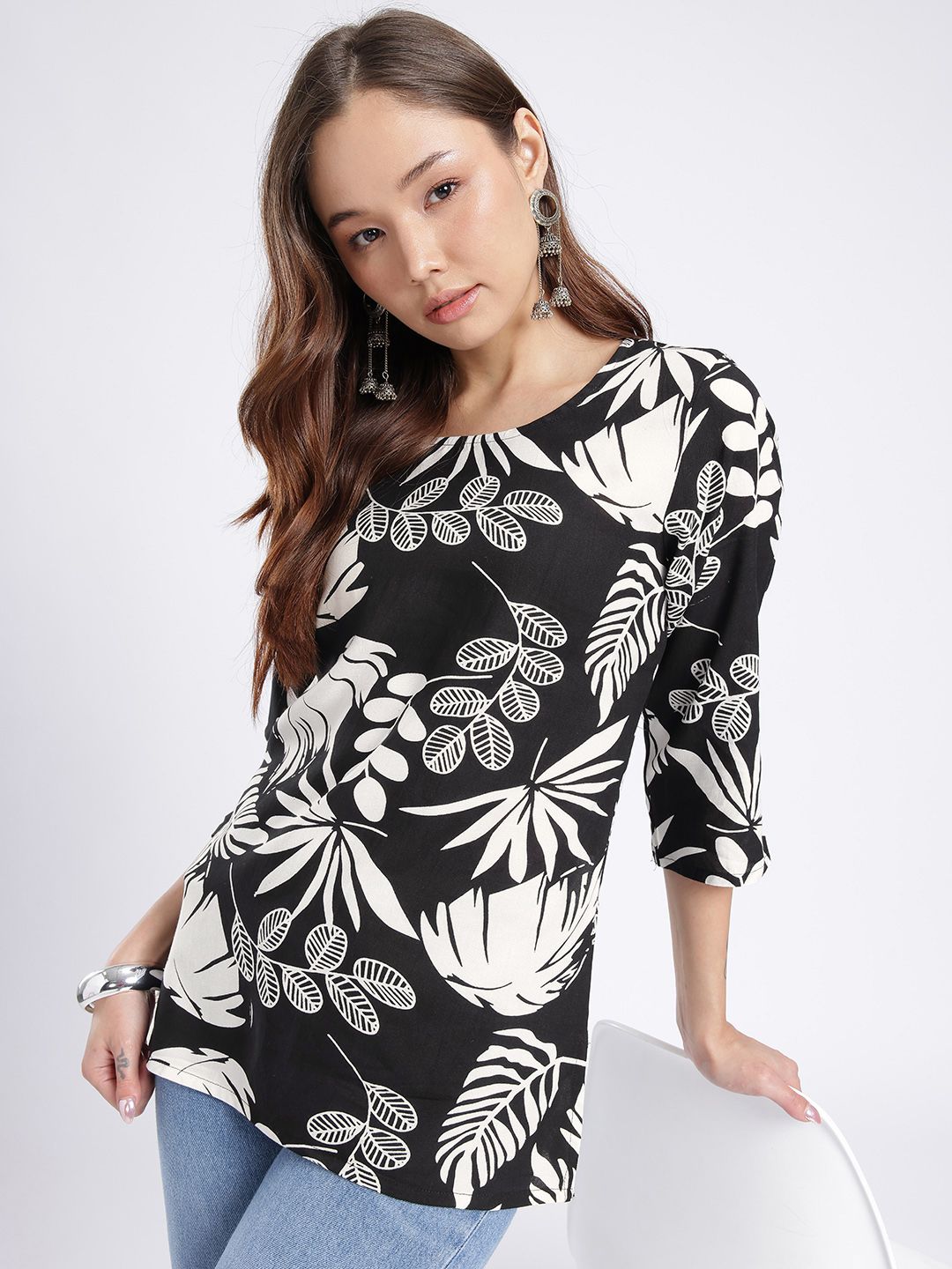 Anouk Rustic Floral Printed Round Neck Straight Kurti-picture-53