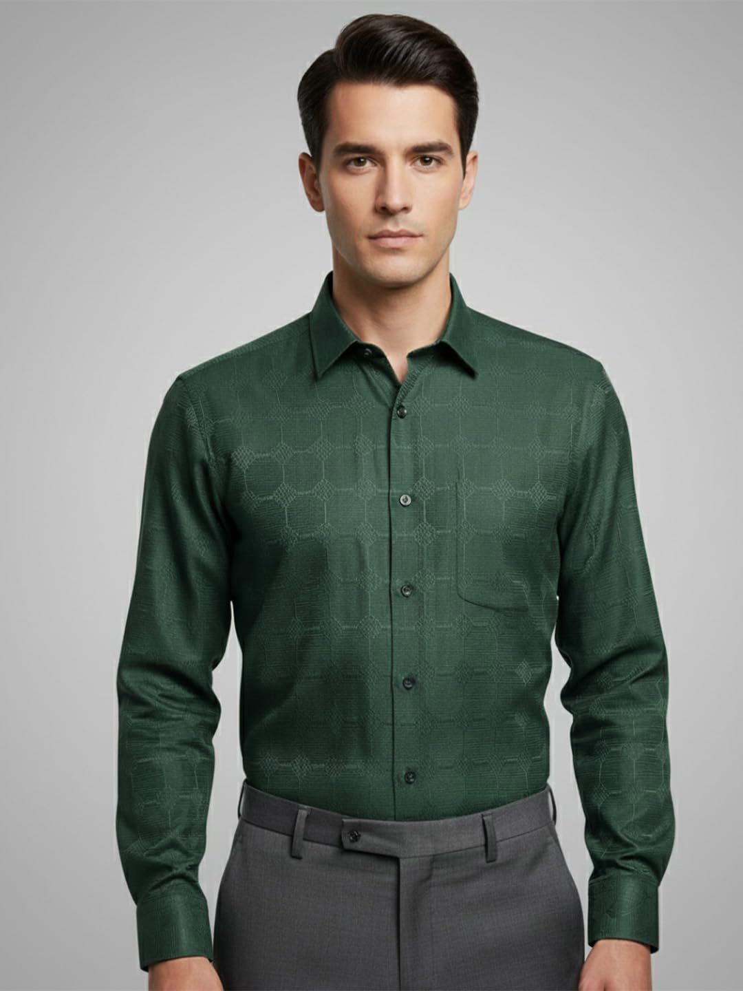 Yugnik Self Design Spread Collar Cotton Slim Fit Shirt-picture-51