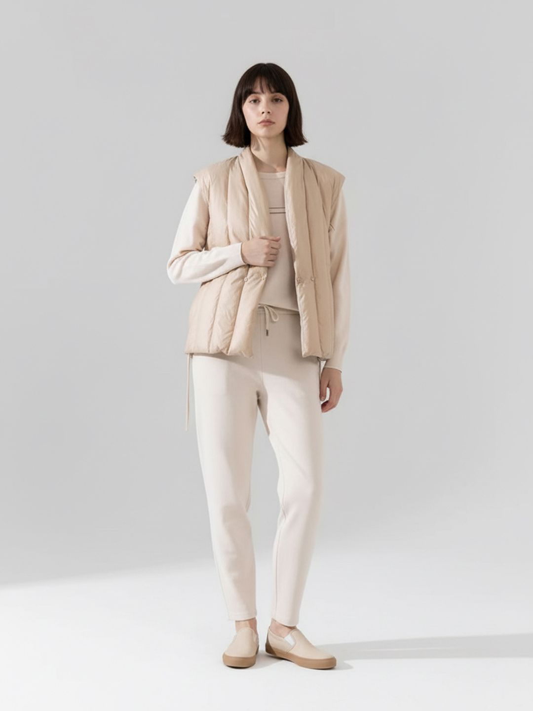 bebe Women Collarless Solid Gilet Jacket-image-33