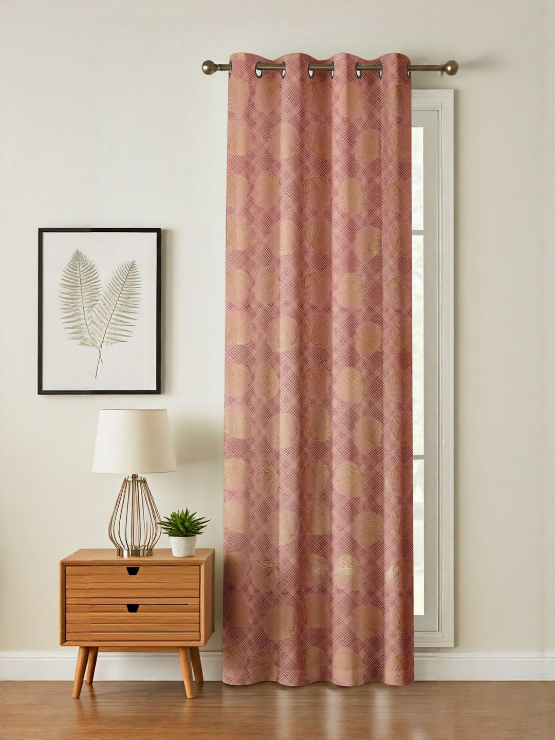 GEET CREATIONS Pink & Gold-Toned Floral Printed Room Darkening Velvet Long Door Curtains-picture-13