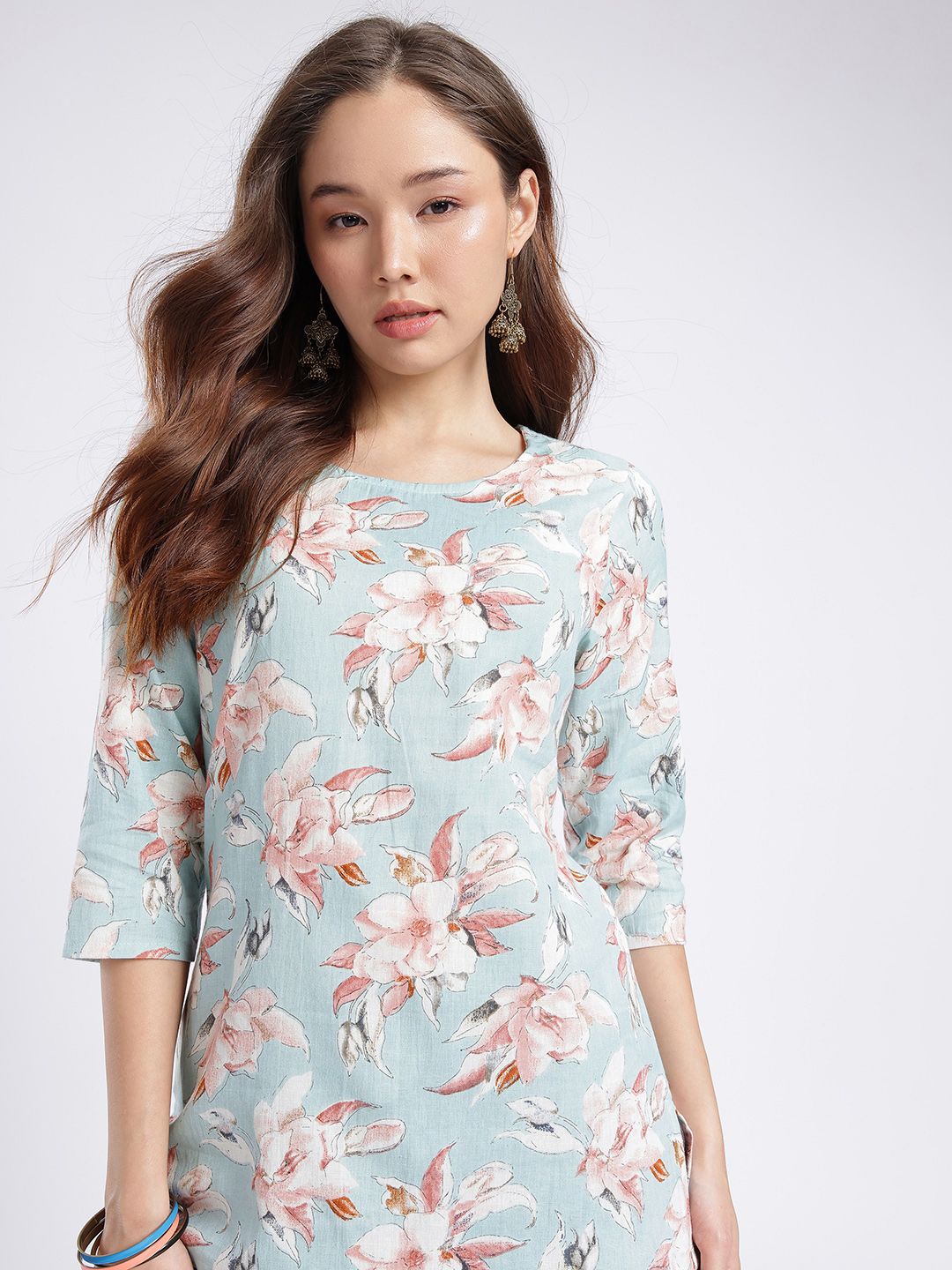 Anouk Rustic Floral Printed Cotton Linen Kurti-picture-15