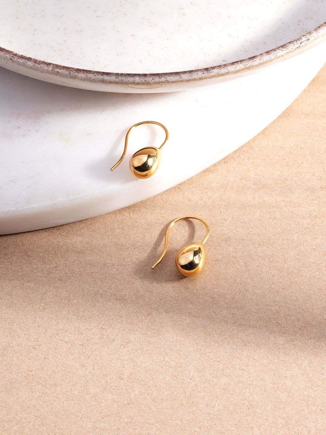 PALMONAS Gold-Plated Stainless Steel Contemporary Waterproof & Anti-Tarnish Drop Earrings-picture-24