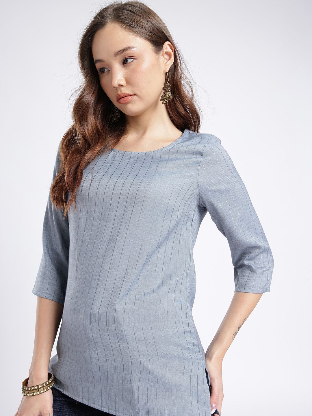 Anouk Rustic Striped Round Neck Kurti-picture-12