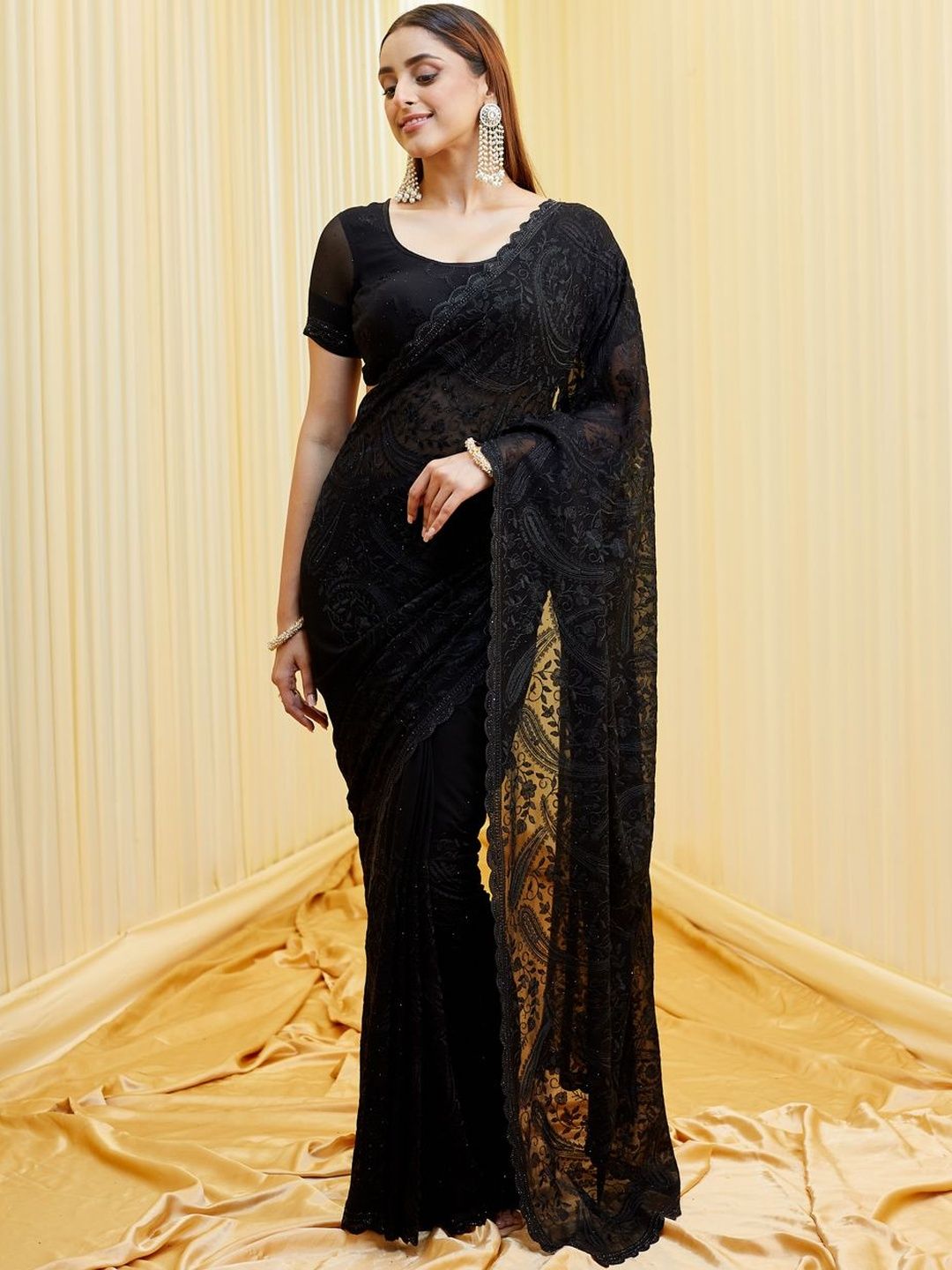 kasee Women Solid Embellished Festive Saree-image-17