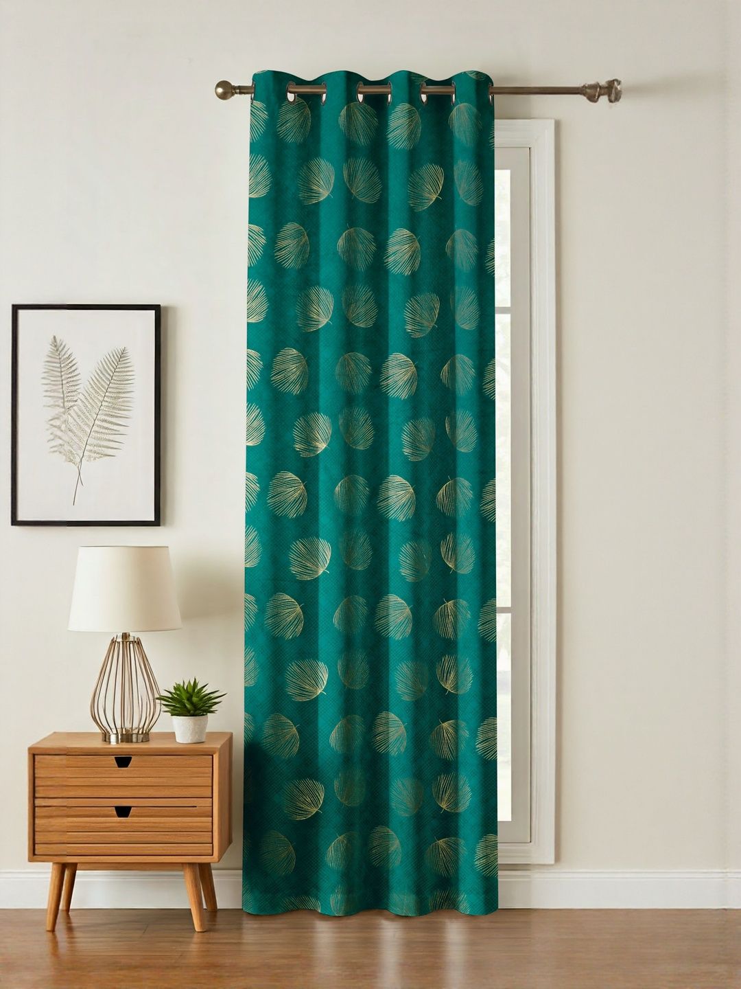 GEET CREATIONS Teal Floral Printed Room Darkening Window Curtain-picture-10