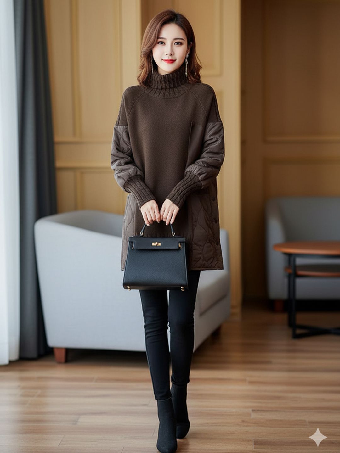 bebe Women Self Design Turtle Neck Pullover Sweater-picture-26