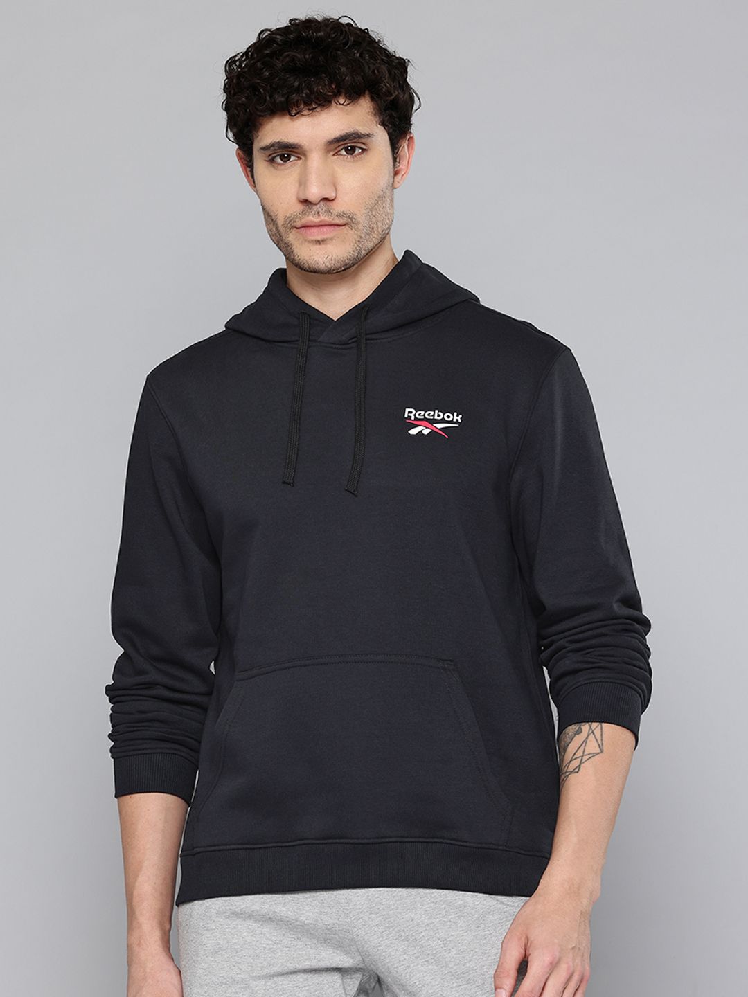 Reebok Brand Logo Detail Hooded Pullover Sweatshirt-picture-36