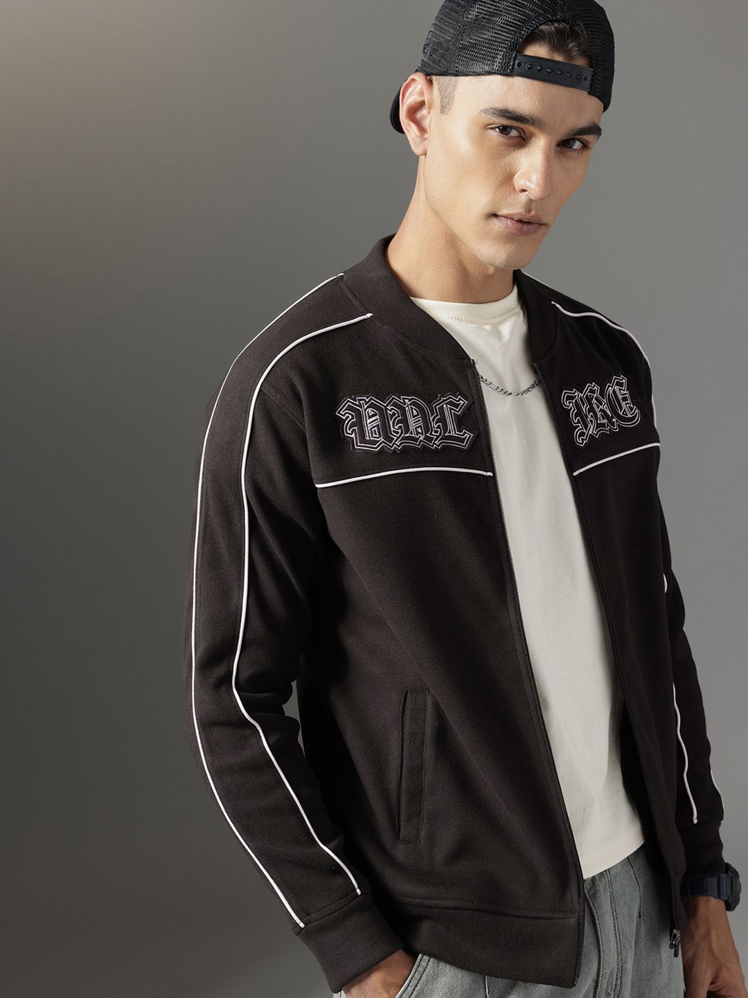 FCUK Typography Patchwork Tailored Jacket-image-40