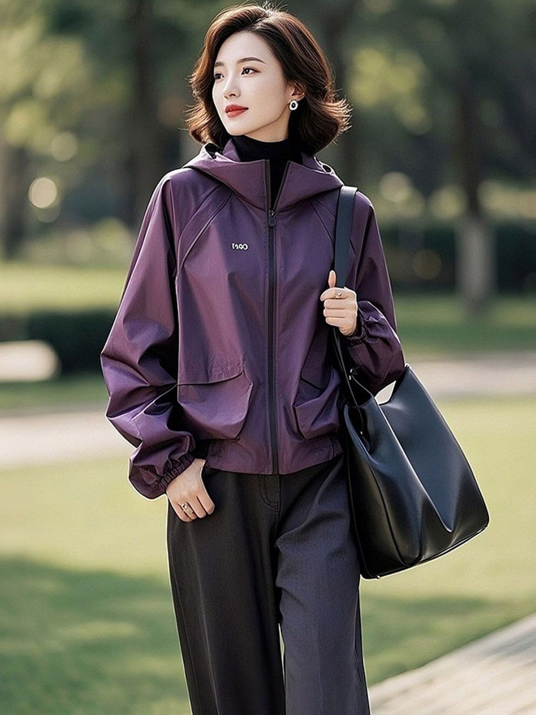 bebe Women Hooded Solid Tailored Jacket-image-32