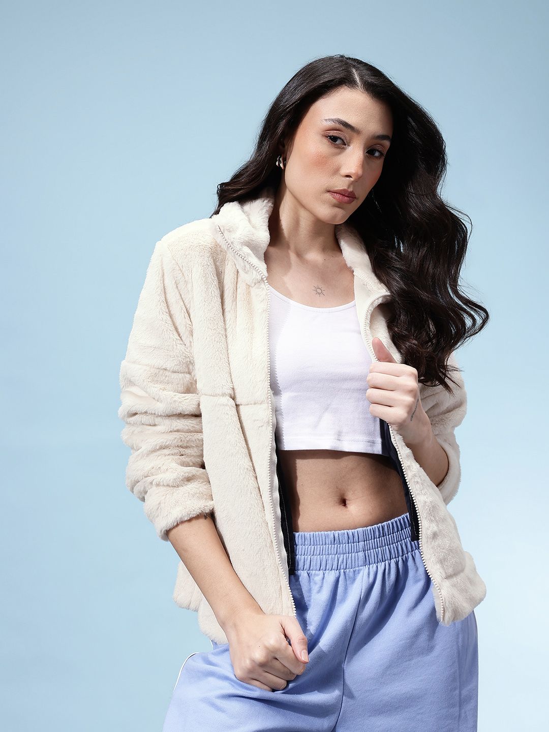 glitchez Faux Fur Trim Mock Collar Tailored Jacket-picture-26