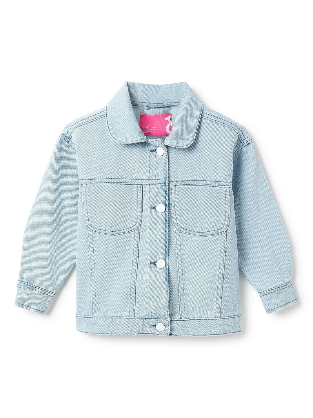 TALES & STORIES Girls Denim Jacket with Patchwork