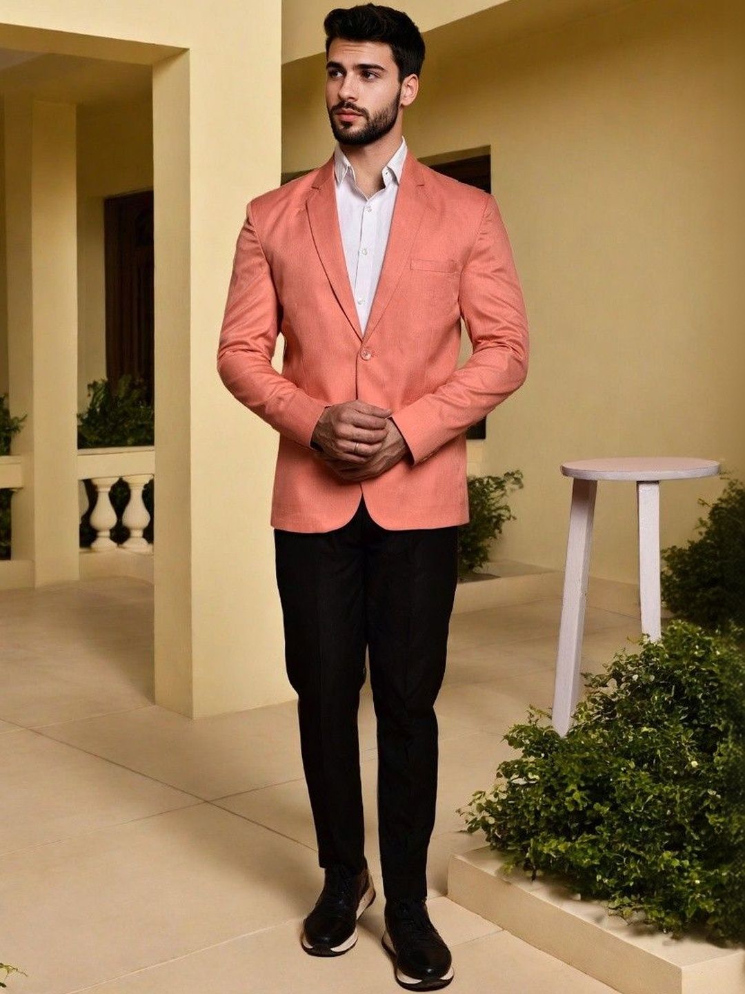 PRINTINDIA Single-Breasted Notched Lapel Blazers-image-6