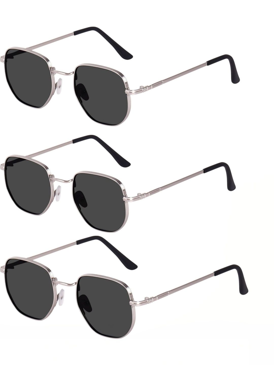 SPADEACES Unisex Black Lens & Silver-Toned Aviator Sunglasses with-image-34