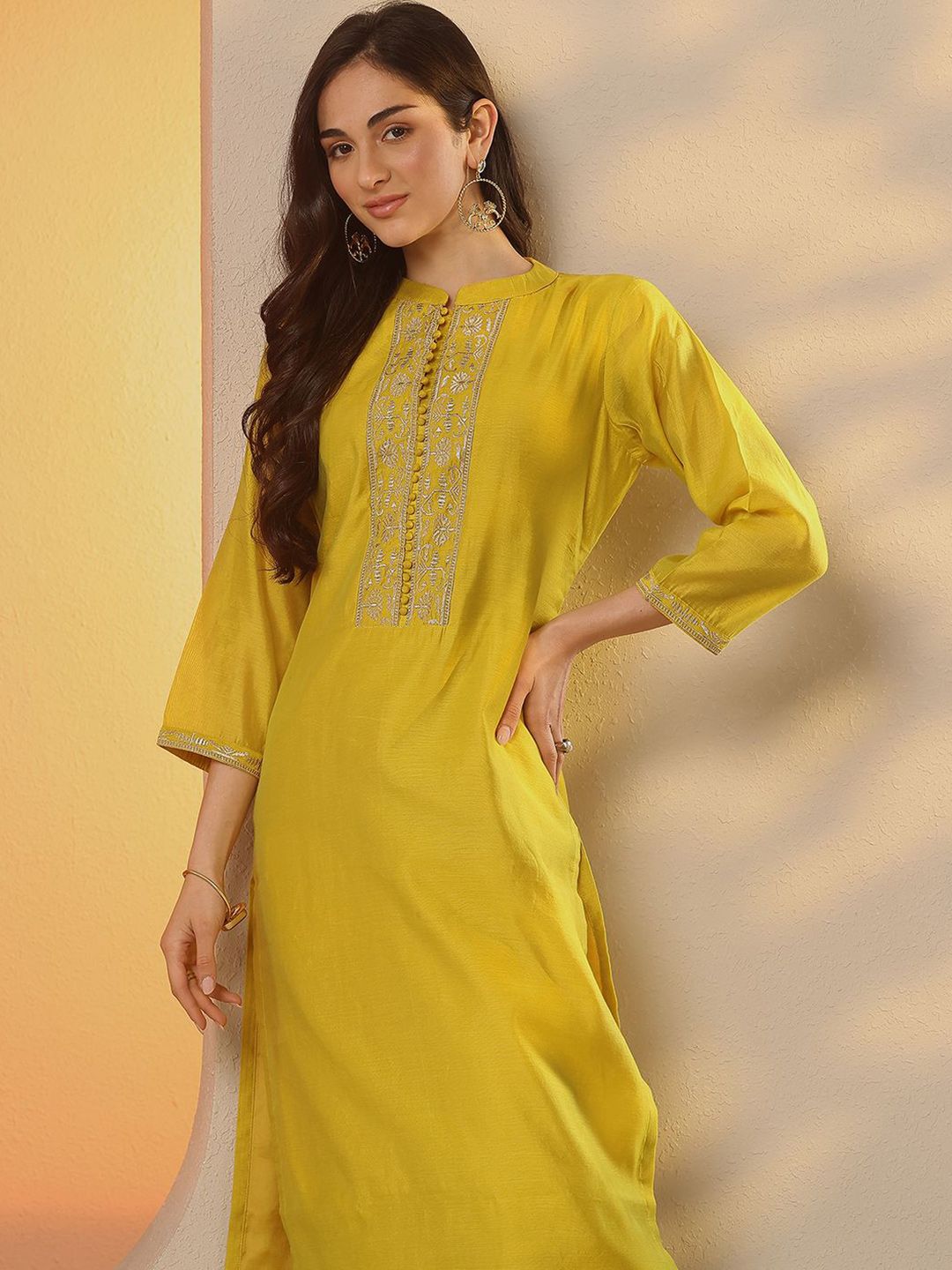 Libas Women Floral Yoke Design Kurta-image-4