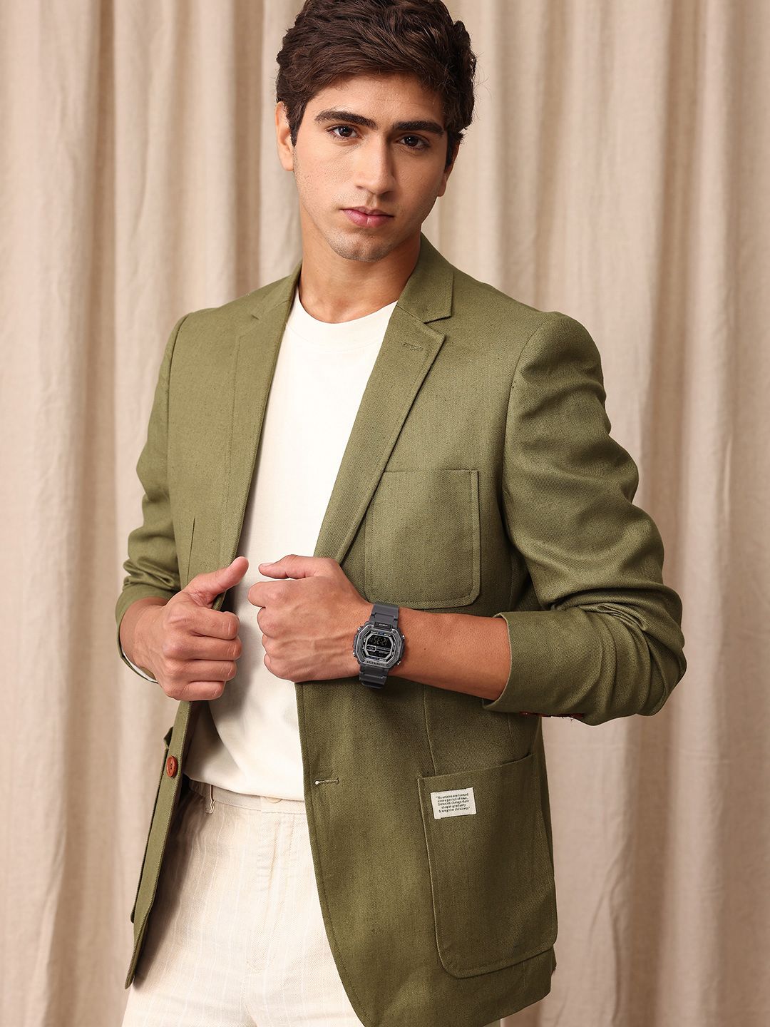 Mr Bowerbird Tailored Fit Single Breasted Linen Cotton Casual Blazer