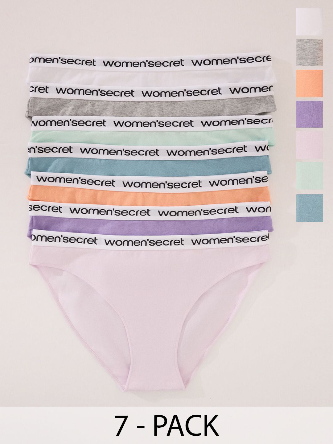 women'secret Women Pack Of 7 Brand Logo Detail Basic Brief-Mid-Rise-picture-28