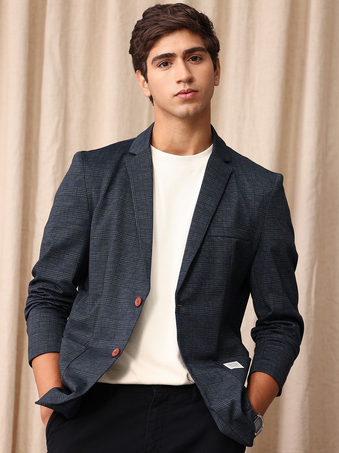 Mr Bowerbird Tailored Fit Checked Single Breasted Casual Blazer-picture-22