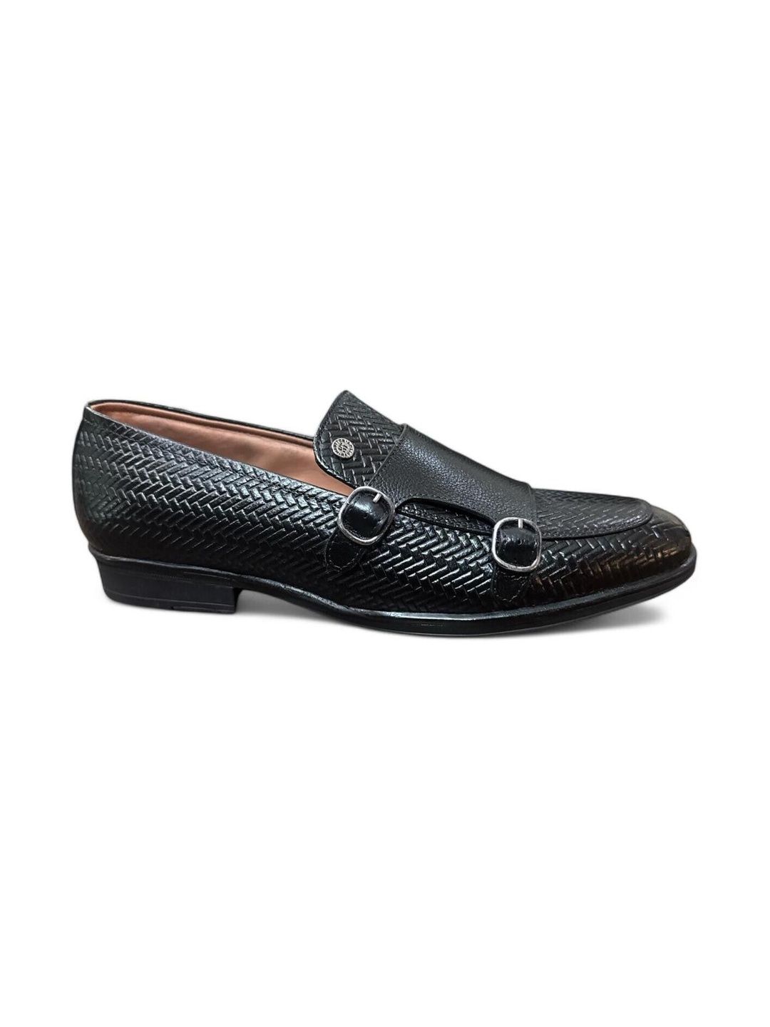 HAUTTON Men Textured Leather Monk Formal Shoes-picture-27