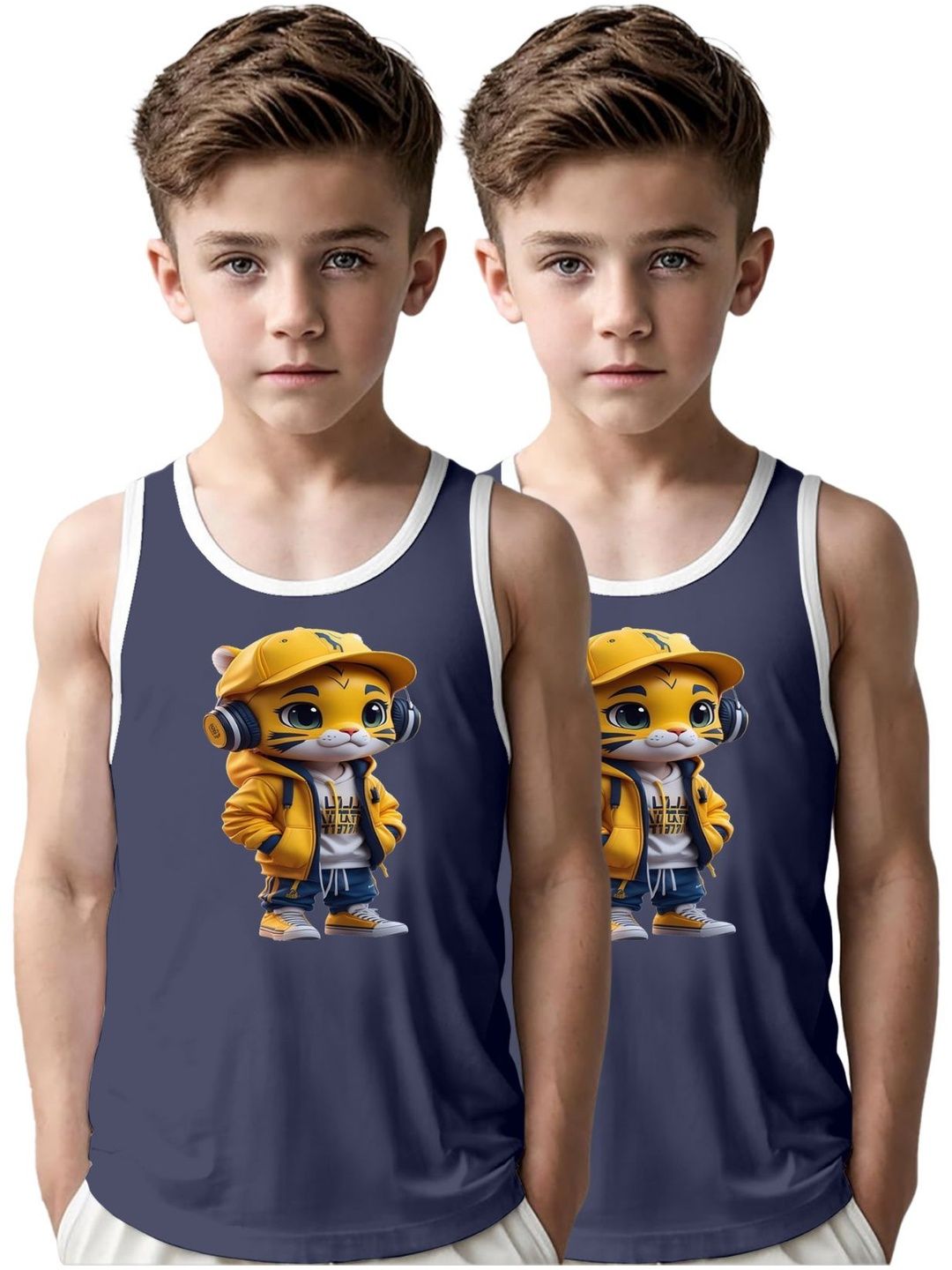 MGRS Boys Pack Of 2 Printed Pure Cotton Basic Vests-picture-17