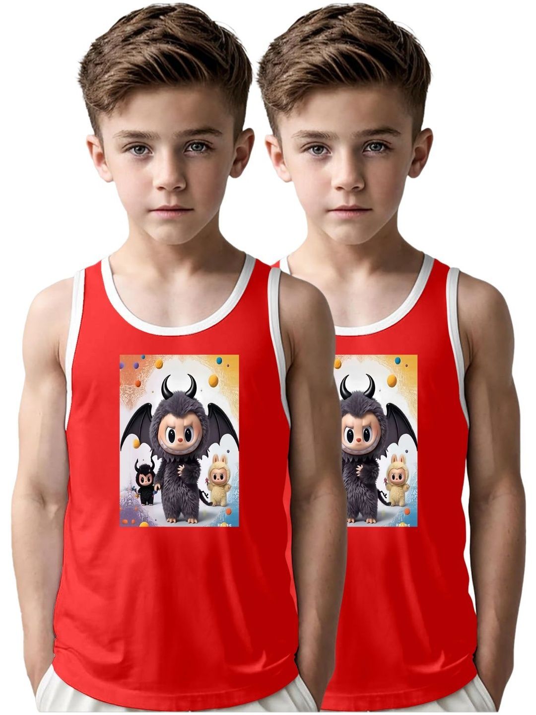 MGRS Boys Pack Of 2 Printed Cotton Basic Vests-picture-27