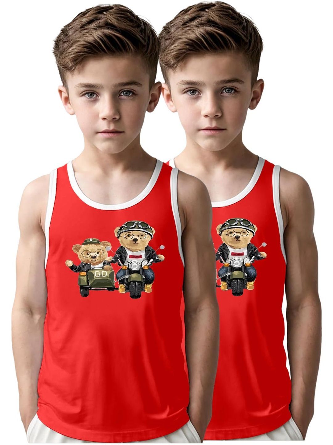 MGRS Boys Pack Of 2 Printed Cotton Basic Vests-image-42