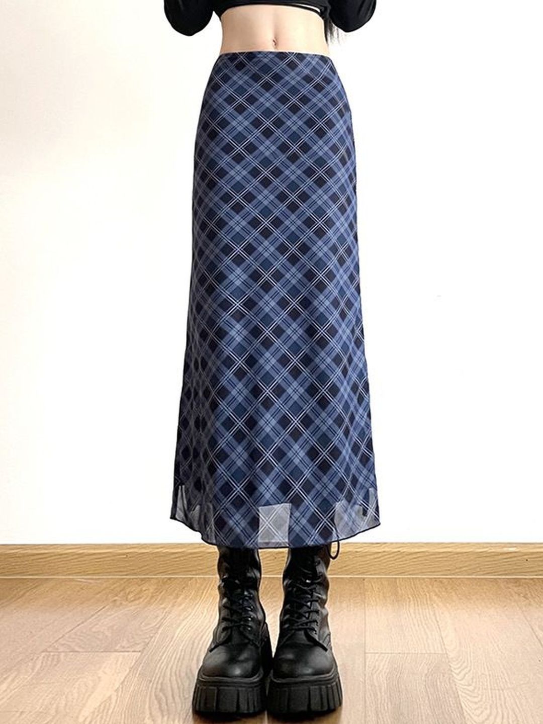 StyleCast x Revolte Checked Straight Midi Skirts