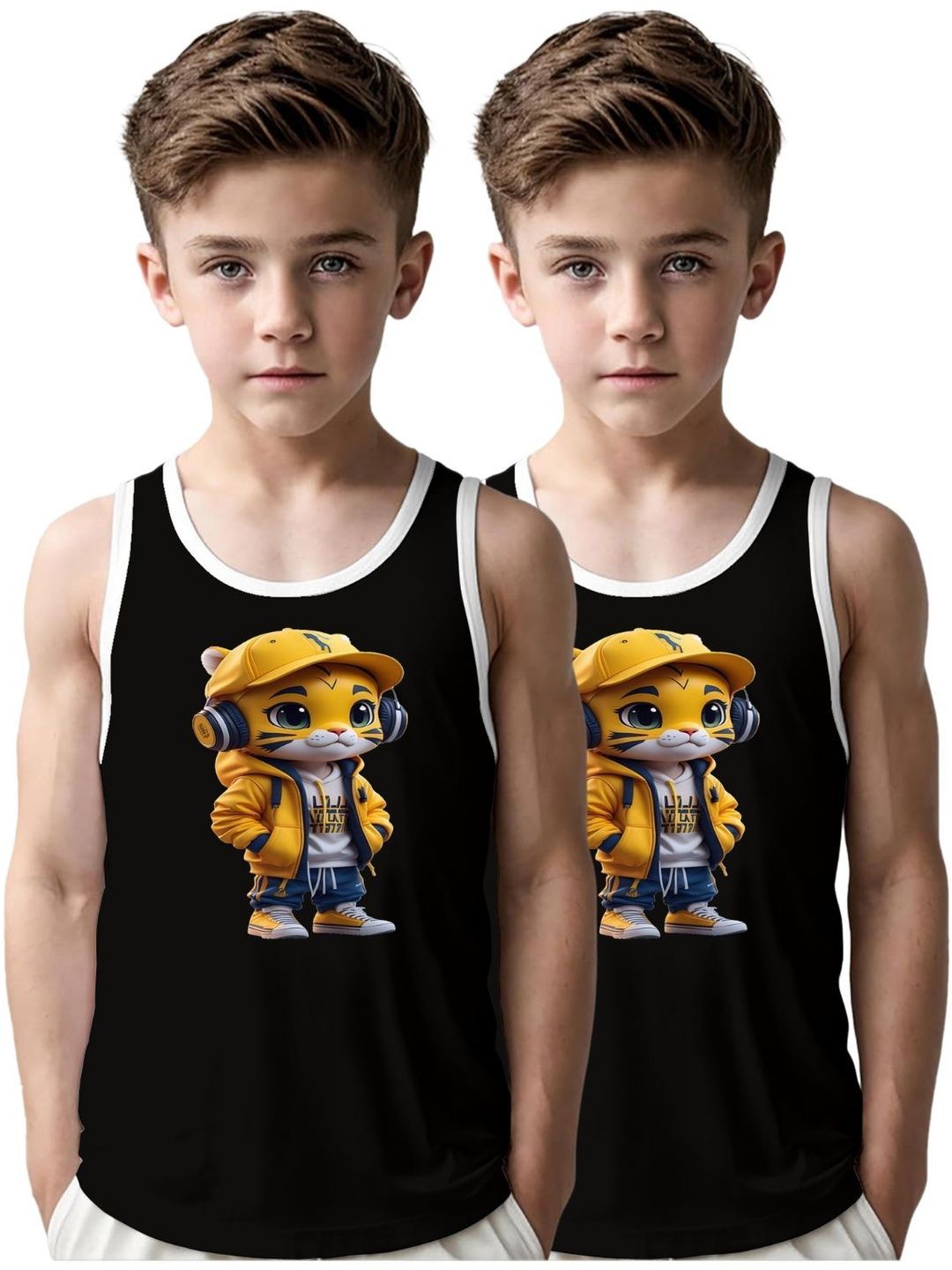 MGRS Boys Pack Of 2 Printed Cotton Basic Vests-image-44